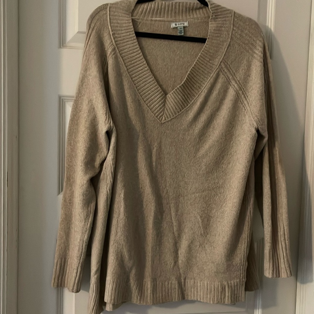 Soft, long v neck sweater
